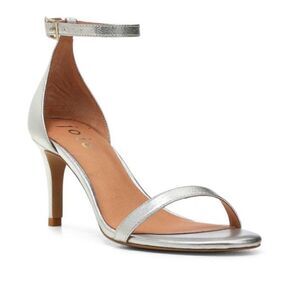 JOIE Sandals Womens Size 8.5 Silver Leather Ankle Strap Maisie Open Toe Heels